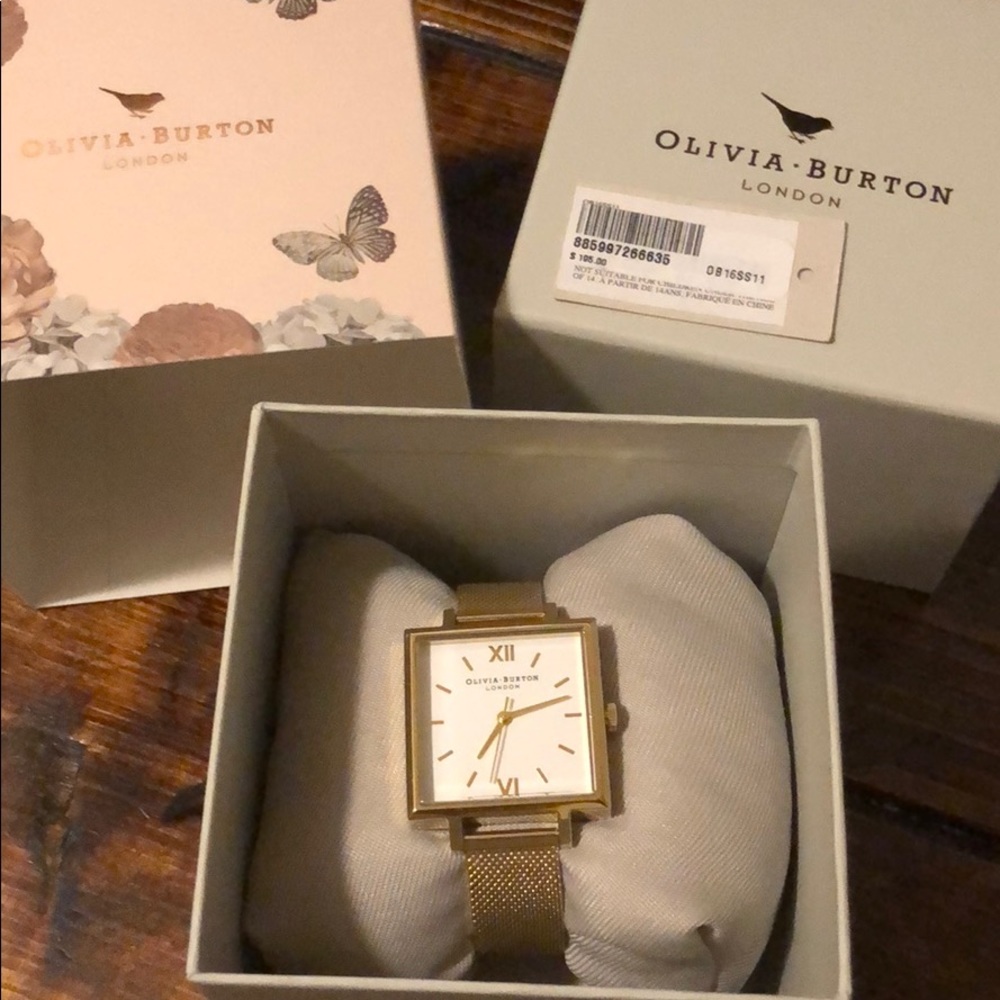 Olivia Burton Gold Square Mesh Watch OB16SS11